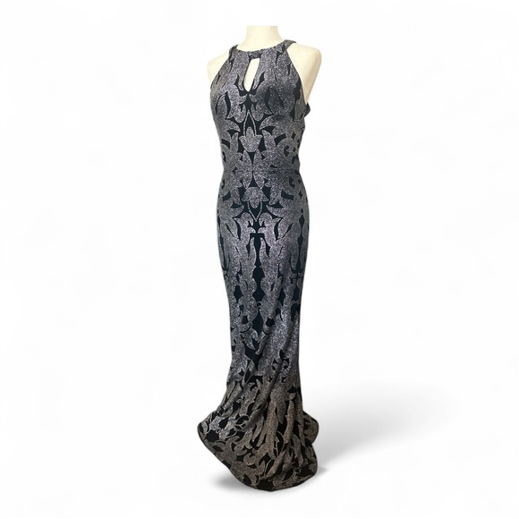 Elegant Black and Silver Evening Gown by Betsy & Adam - Picture 1 of 9